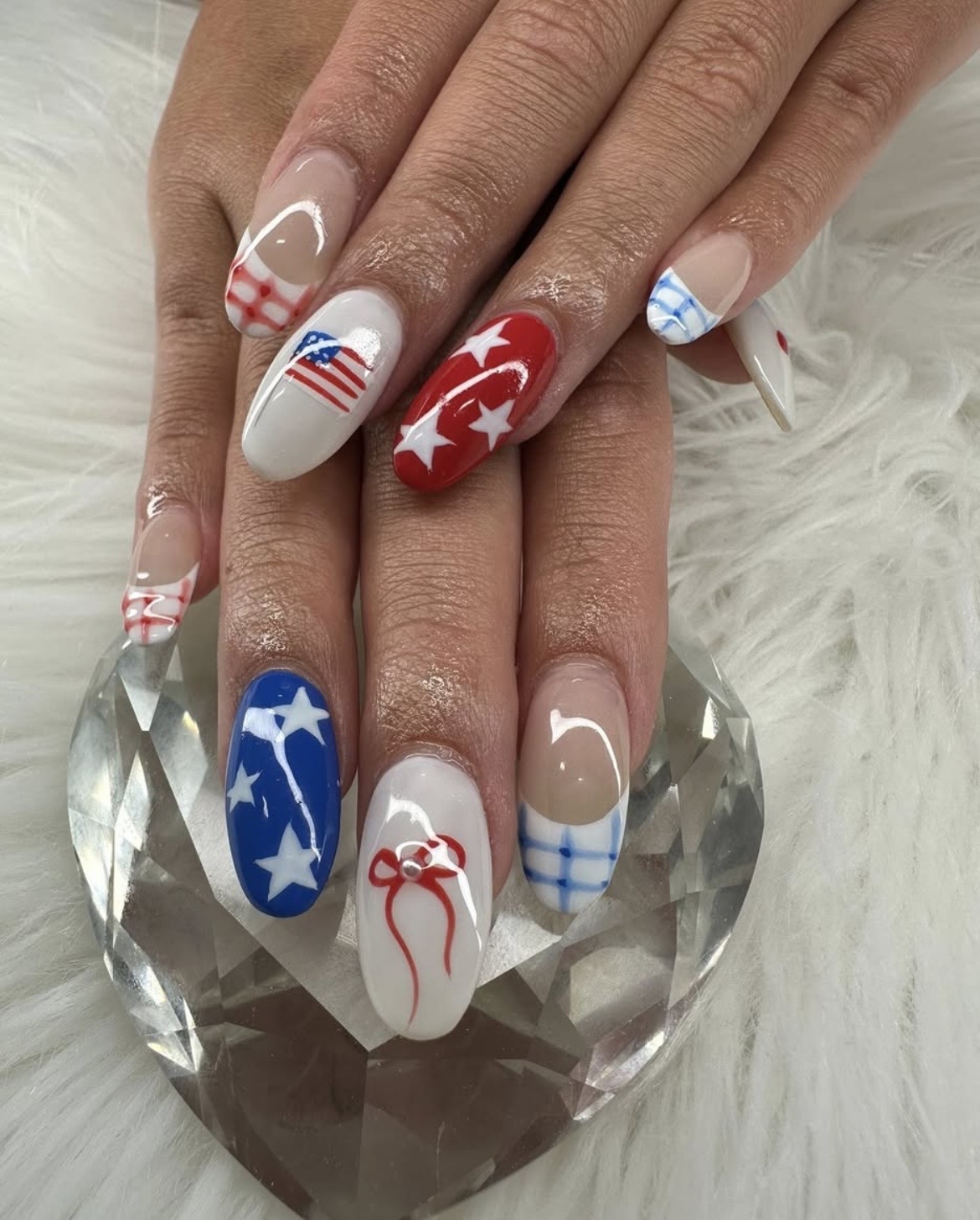 Patriotic red, white & blue nails